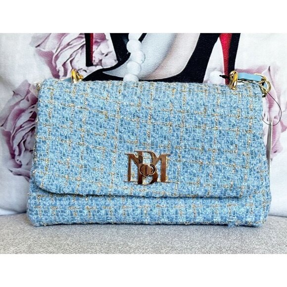 Badgley Mischka Blue Textured Messenger Crossbody Purse NWT - Picture 1 of 7